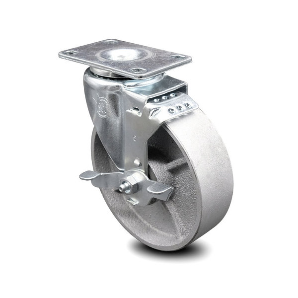 Service Caster 5 Inch Semi Steel Wheel Swivel Top Plate Caster with Brake SCC-20S514-SSS-TLB